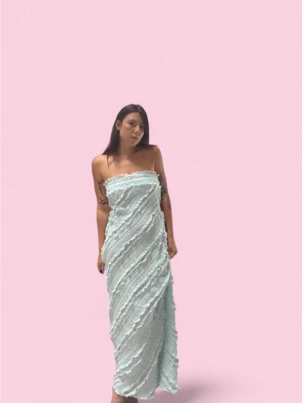 Strapless ruffle dress
